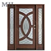 Craved Wooden Door Designs for Houses / Waterproof Glass Insert Wood Exterior Door