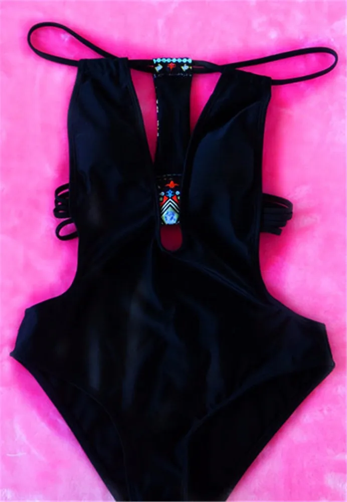 Cut out 1 one piece swimsuit Women Backless swimwear padded bathing suit Sey push up halter bodysuit monokini