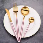 304 Stainless Steel Gold Royal cutipol cutlery pink and Gold Plated cutlery Set