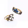 Classic stylish for casual use personality vintage finger crown rings female jewelry Cluster Crystal and Pearl Ring Set