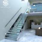 Hot sale LED glass stainless steel staircase straight
