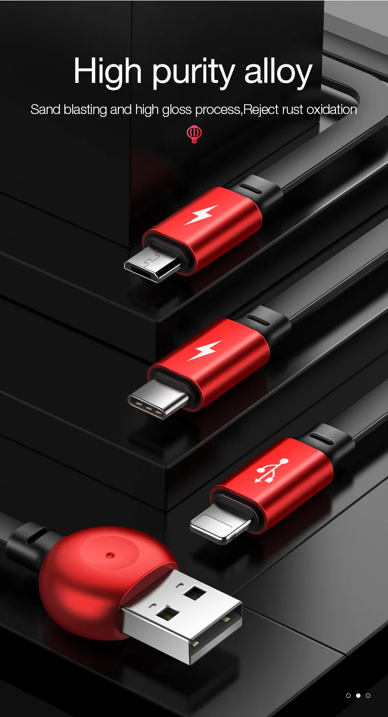 Cafele 3 In 1 USB Cable Lantern Style Charging Cable Type C Micro 8Pin Data Sync Cable - ANKUX.COM