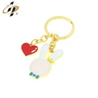 Manufacturer China metal craft soft enamel custom animal gold keychains,lovely rabbit keychain