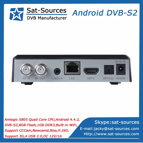 Top Selling K1 Android DVB-S2 Receiver XBMC Amologic S805 Wholesale DVB-S2 Android Smart TV Set Top Box