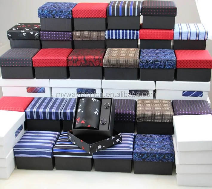 mens tie hanky cufflinks jacquard woven necktie gift set