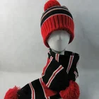 High quality attractive soft custom jacquard pom pom knit hat benaie and winter scarf