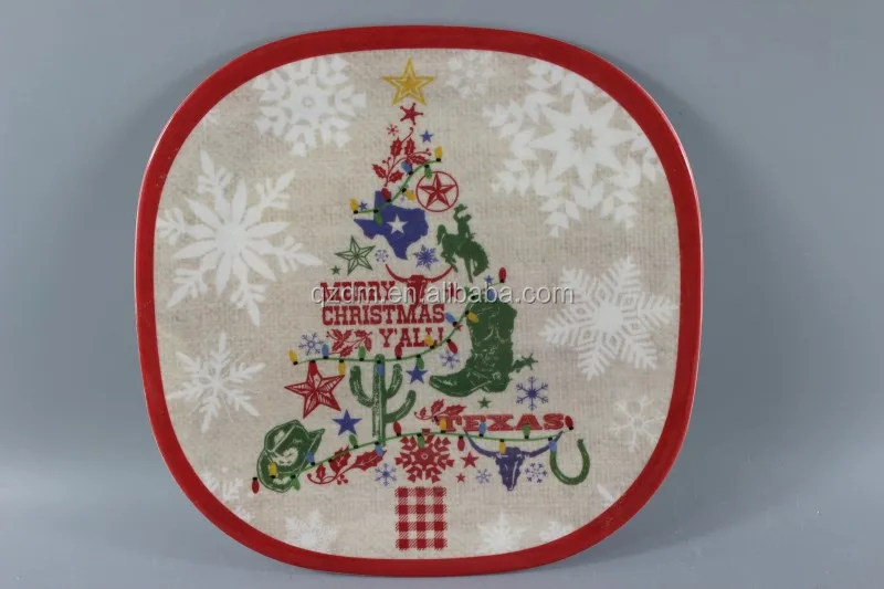 Christmas 8.5"Melamine plate, Melamine square plate