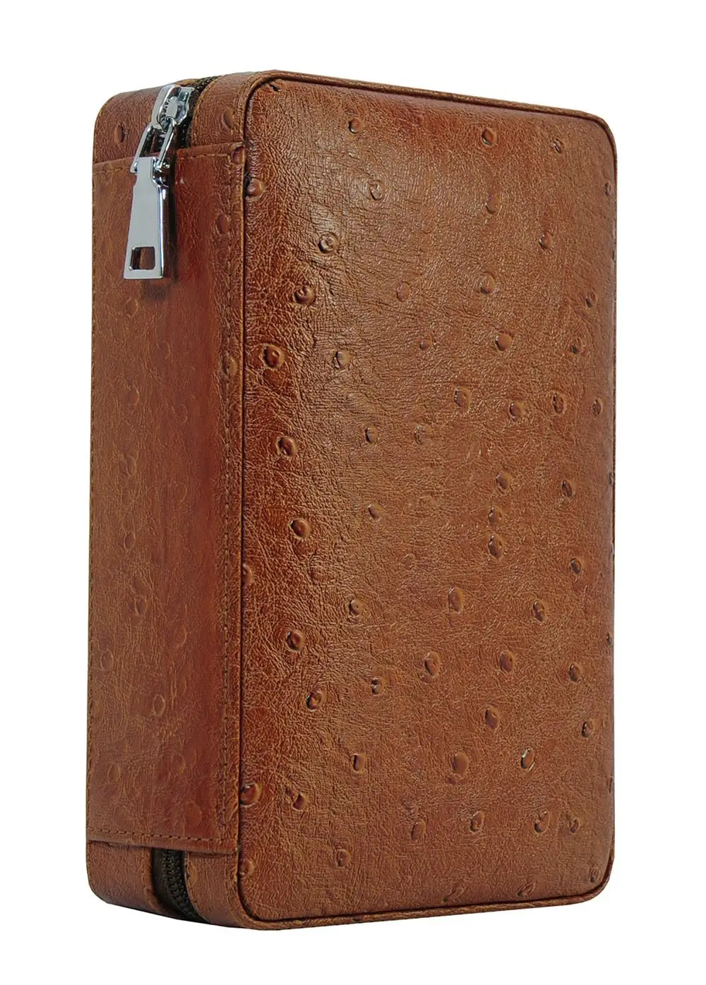 travel ostrich pu leather zipper cigar case set