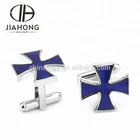 Roman French Style Blue Enamel DIY Brand Cross Cufflinks