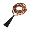 2019 Handmade Jewelry Black Tassel 8mm 108 Mala Wood Beads Necklace