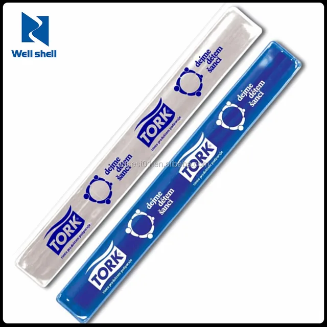 CE EN 71 EN13356 6P free custom promotional cheap Sports gifts PVC plastic Reflective Snap band
