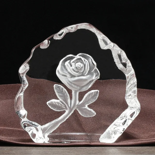 customized love theme rose image wedding souvenir gift crystal