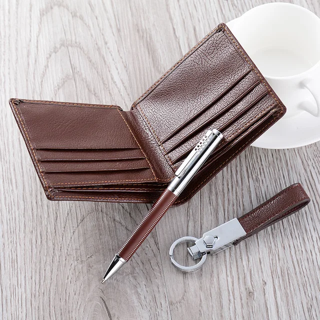birthday gifts for husband business use brown pu wallet kecha