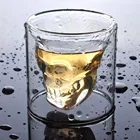 Wholesale 75ml Unique Design Double Wall Skull Glass Cup