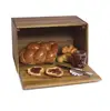 Customized Kitchen Acacia Wood Food Fresh-keeping Storage Box Bread Bin Container with Cover Lid