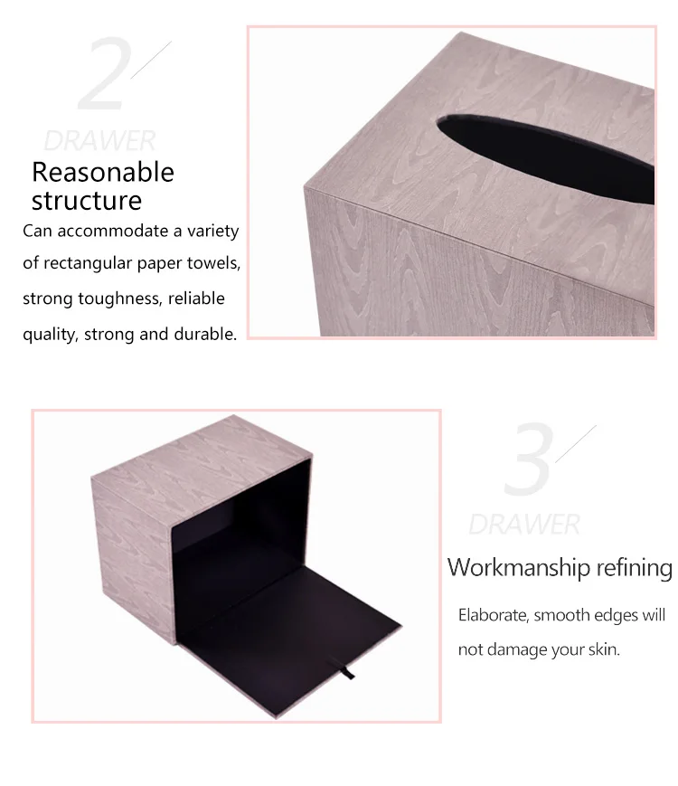 fancy design rectangular shape cardboard tissue paper box