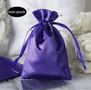custom silk satin jewellery gift drawstring pouch bag with logo