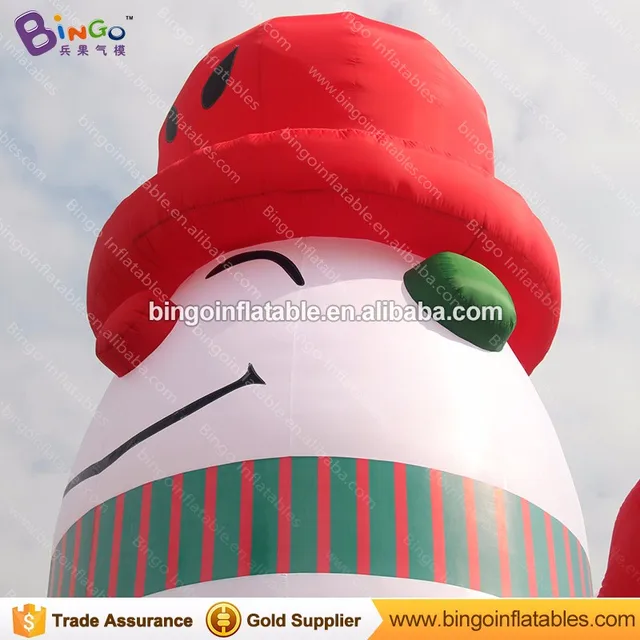 10 meters high giant inflatable snowman balloon with led light