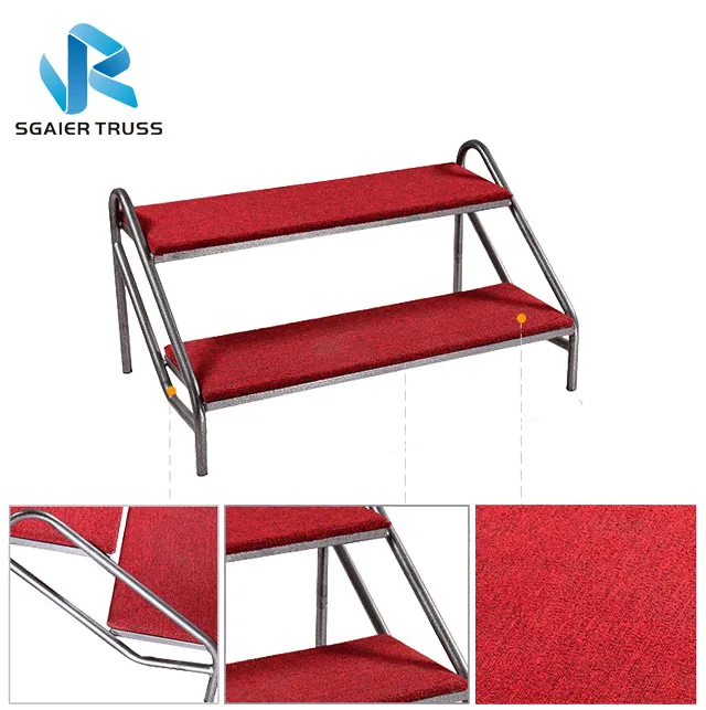 2 step stair for portable steel stage