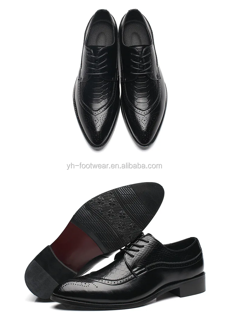 Brogue business men dress shoes Crocodile pattern leather men oxford shoes