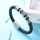 Baoyan wholesale 2019 fashion cross charm magnetic clasp mens leather bracelet
