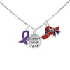 Chain Suspends Two Charms A "Strength Courage Faith" Disc Red Hat And A Purple Awareness Ribbon jewelry necklace
