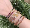 Hot sale copper rainbow stones fashion jewelry colorful zircon women bracelets