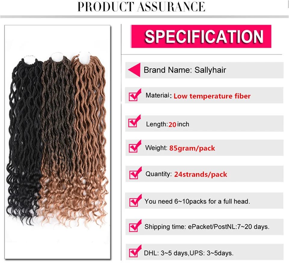 Sallyhair Faux Locs Curly 24 StrandsPack Crochet Braids Hair Extension Synthetic Soft Ombre Braiding Hair Loose End Black Brown (13)_