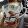 Traditional English Bone china porcelain hotselling promotional hummingo bird 200ml coffee color cup
