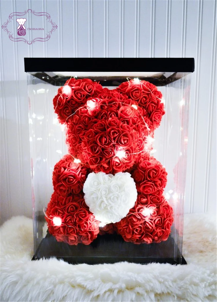 rose bear with lights