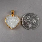 G0389 wholesale Heart Beads Dyed Rainbow Golden Chain Druzy quartz Jewelry, Agate Druzy Geode Necklace