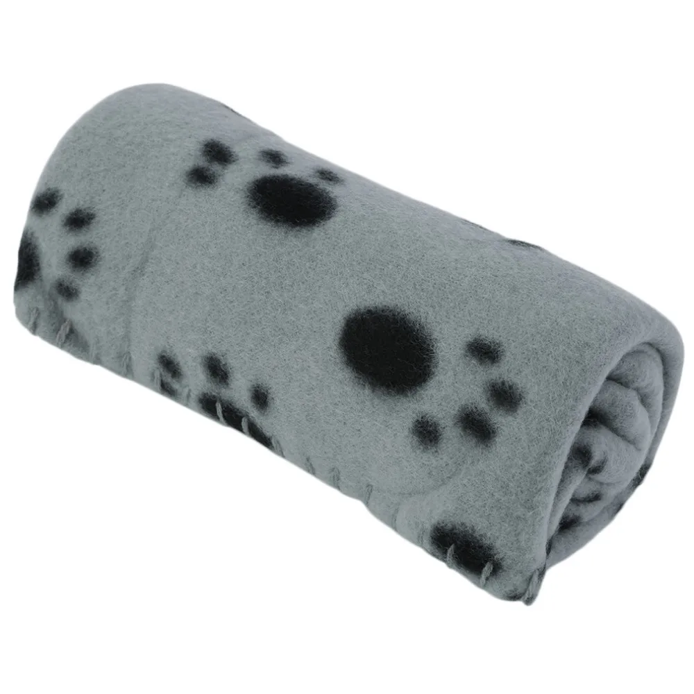Warm Pet Puppy Dog Cat Small Medium Large Paw Print Pet Cat Dog Fleece Soft Blanket Bed Mat Cover