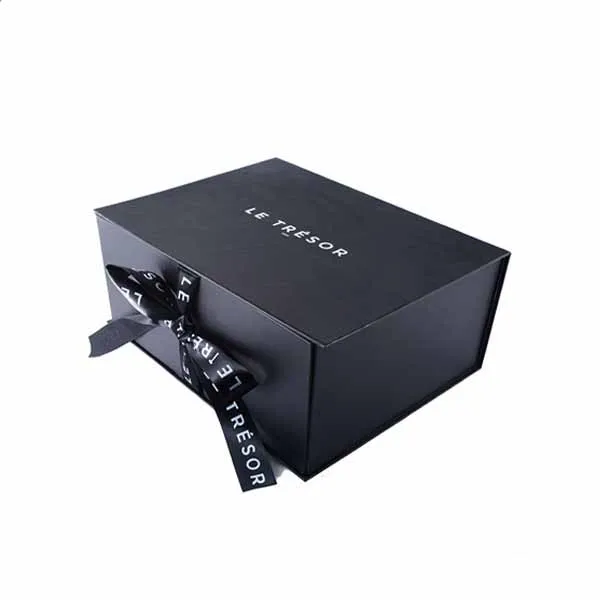 customized logo printed black rigid gift box with