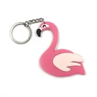 2019 Hot Custom Promotional Giveaways Double Side PVC Rubber 3D Flamingo Keychain flamingos llaveros JGKC0071