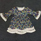 new fashion girls fall winter dress with lace long sleeve boutique kids clothing
