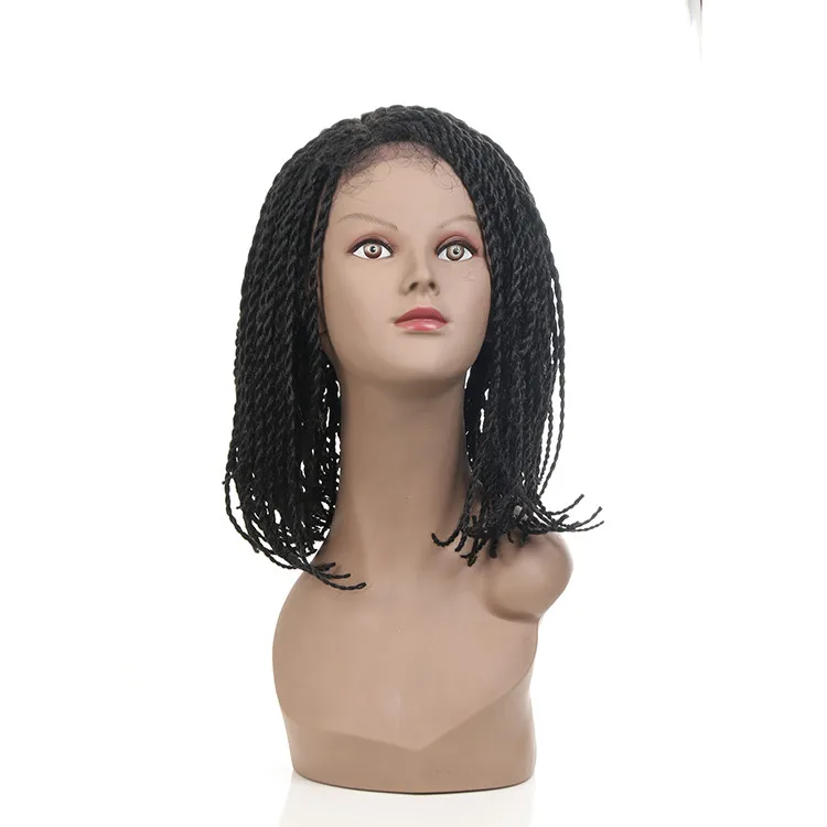 African American Lace Braid Bob Senegalese Style Cheap Braided Synthetic Lace Front Wigs for Black Women with Baby Hair