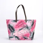 PU Leather Handle Ladies Tote Shopping Shoulder Bags For Women Summer Beach Bag