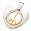 MECYLIFE Two Tone Stainless Steel Heart Shaped Peace Symbol Pendant Necklace