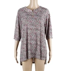 loose fit top plus size tunics women printed knit blouse