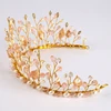 Pink Crystal Pearl Tiara Crowns Hair Jewelry Rhinestone Wedding Pageant Bridal Princess Headband