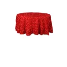 Satin Taffeta Ruffled Embroidery Rose Designs Table Cloth