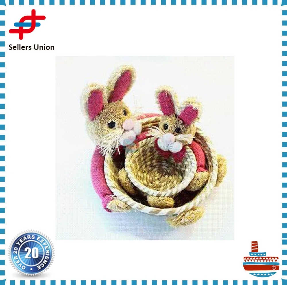 wholesale personalized straw storage rabbit easter basket for