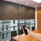 Wireless remote control motorized sunscreen roller blinds