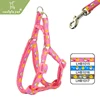 Wide 1.0cm Pet Leash Set Pink Chickens Embroidered Easy Dog Pull Harness