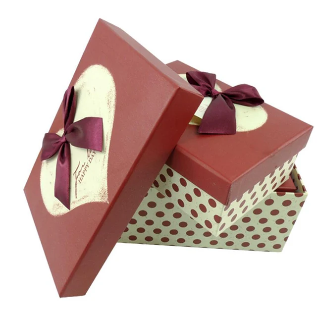 custom dot printing gift box with bow tie