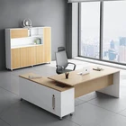 Modern MFC Wooden L Shaped Office Furniture Boss Ceo Manager Executive Corner Counter Working Table Desk With Set