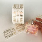 Custom Cosmetics Transparent Sticker, Gold Foil Clear Private Labels for Perfume Bottle Stickers Printing Roll