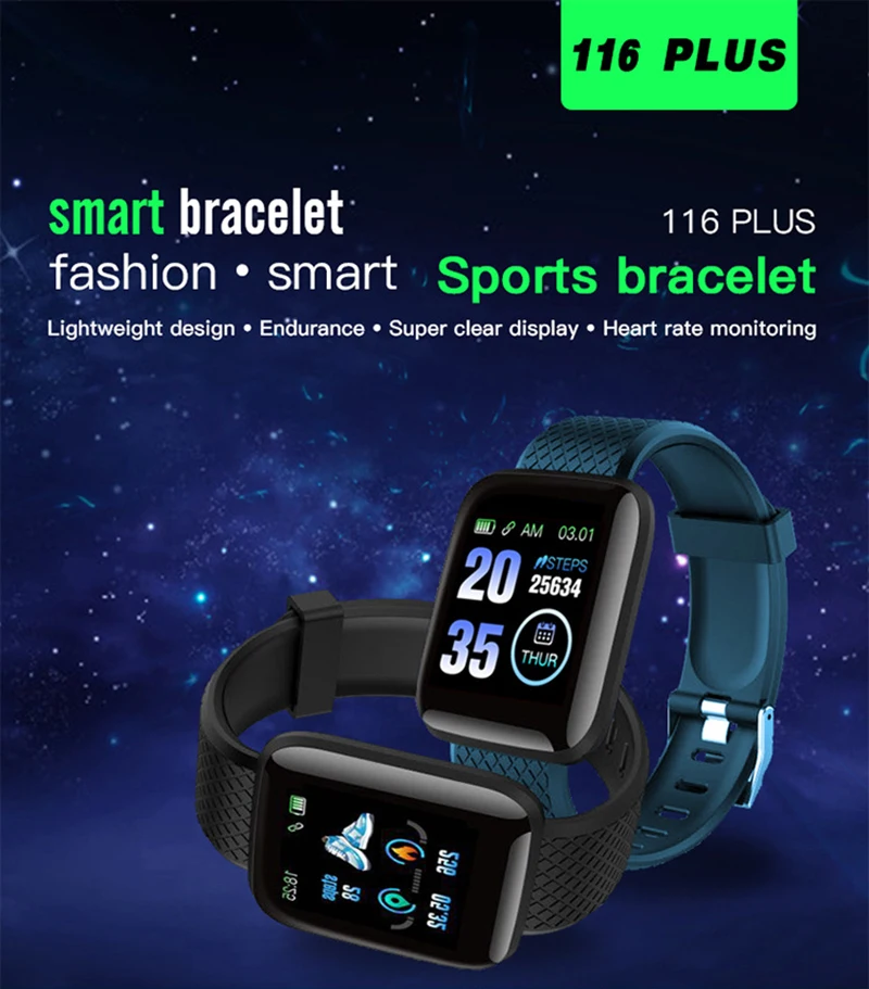 Warmwave 116 PLUS Color Screen Smart Bracelet Watch Heart Rate Blood Pressure Monitoring IP67 Waterproof Wrist Band - ANKUX Tech Co., Ltd
