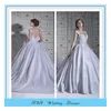 Elegant Square NECK Puffy dress wedding Princess Ball Gown silver satin wedding dress 2015(YASA-5081)