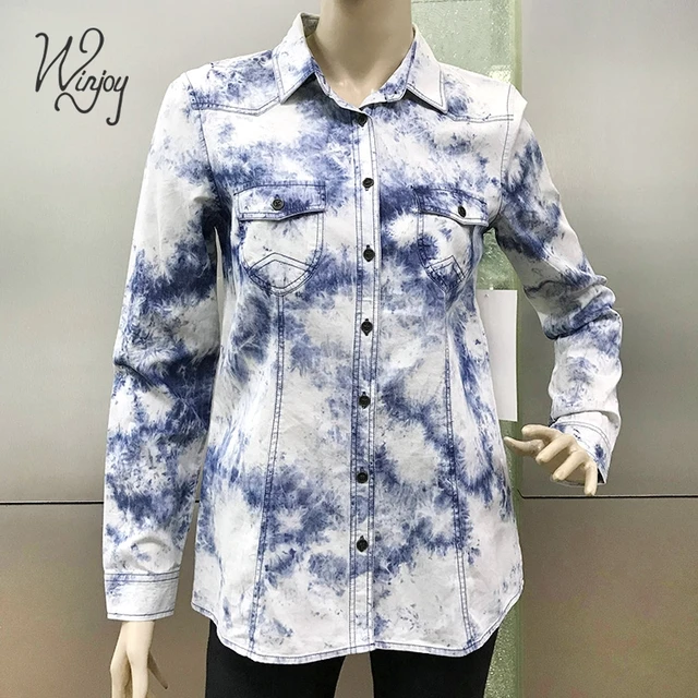 Professional button opening tiedye floral tops plaid shirt women